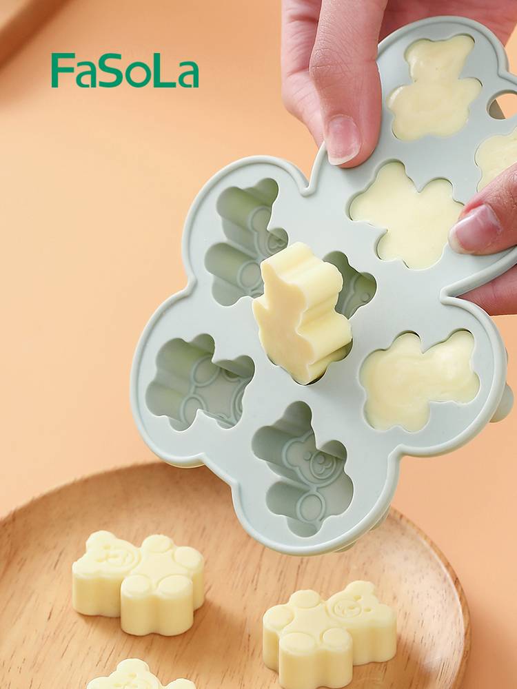 FASOLA Bear ice cubes mold silicone ice grid food -grade animal ice box home creative frozen ice cubes artifact