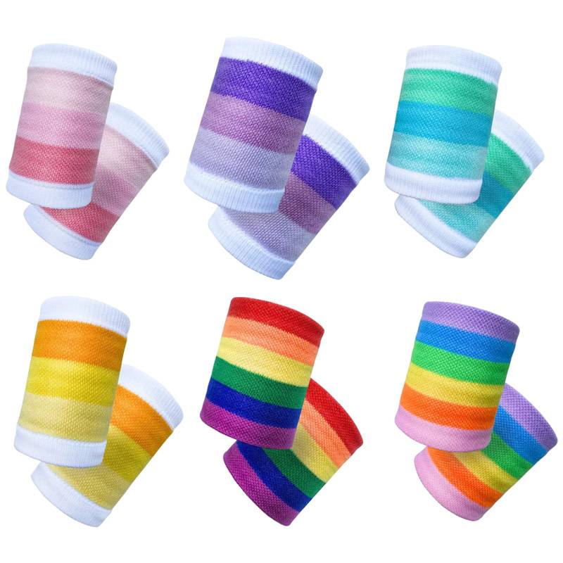 Rainbow sports wrist protection Outdoor badminton, fitness, sweat absorption, color striped, towels, wrist tinnis wristband