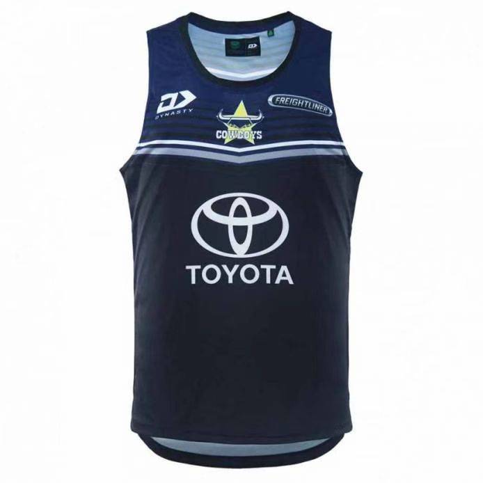 2023nrl Queenyan denim wild horses dog head dog eel vest sleeve rugby uniform Rugby jersey