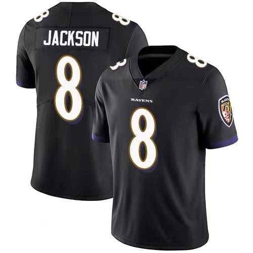 NFL Crow Team Jersey Ravens 8#Jackson 3#22#52#Rugby suit Short -sleeved jersey