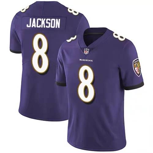 NFL Crow Team Jersey Ravens 8#Jackson 3#22#52#Rugby suit Short -sleeved jersey