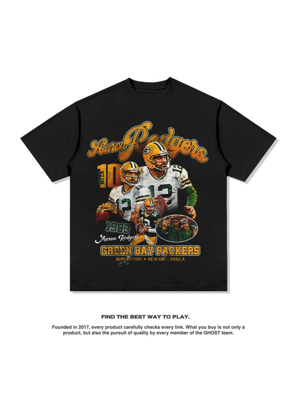 ARON ROGERS FOOTBALL STAR T-SHIRTS ON THE STREETS OF HIP-HOP RELICS TO WASH OLD, PURE COTTON SHORTS