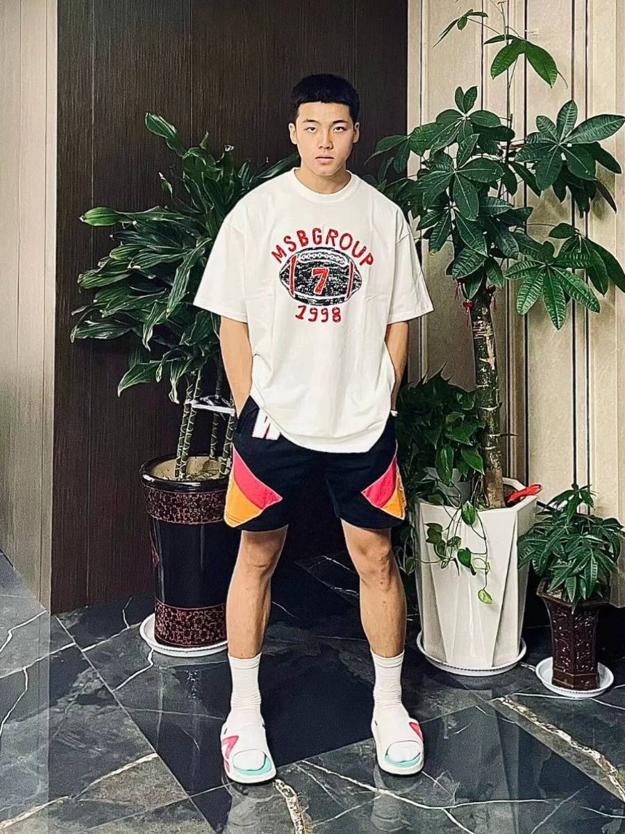 American tide brand rugby letter print short -sleeved T -shirt boys in summer loose overSize small neckline half -sleeve