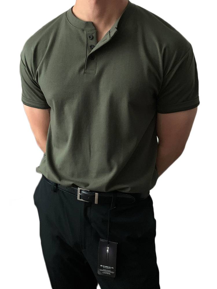 Summer short -sleeved T -shirt clothes European and American button pure cotton heavy pound tidal POLO shirt men's trend American retro half -sleeve