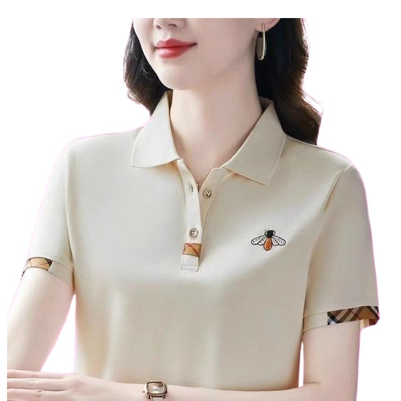 Pick up the omissions and clear warehouse ~ Tail single big -name cut label withdrawal cabinet lapel T -shirt female short -sleeved summer POLO shirt mother top A