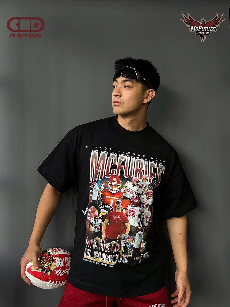 CHDX Mountain City Furious United American Short Sleeve T -shirt Summer New Cotton Round -neck Top Men and Women
