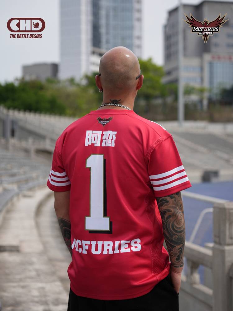 CHD X Chongqing Shancheng Fan Fan Fans are casual and versatile short -sleeved summer rugby printed ice hockey men and women