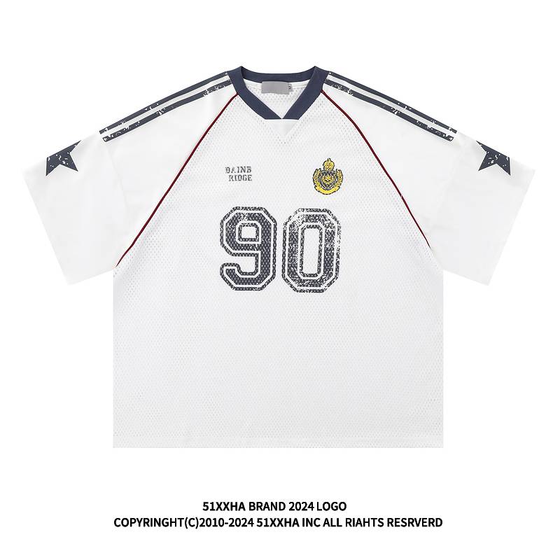 American street T -shirt men and women 2024 summer rugby jersey short -sleeved oversize loose casual top