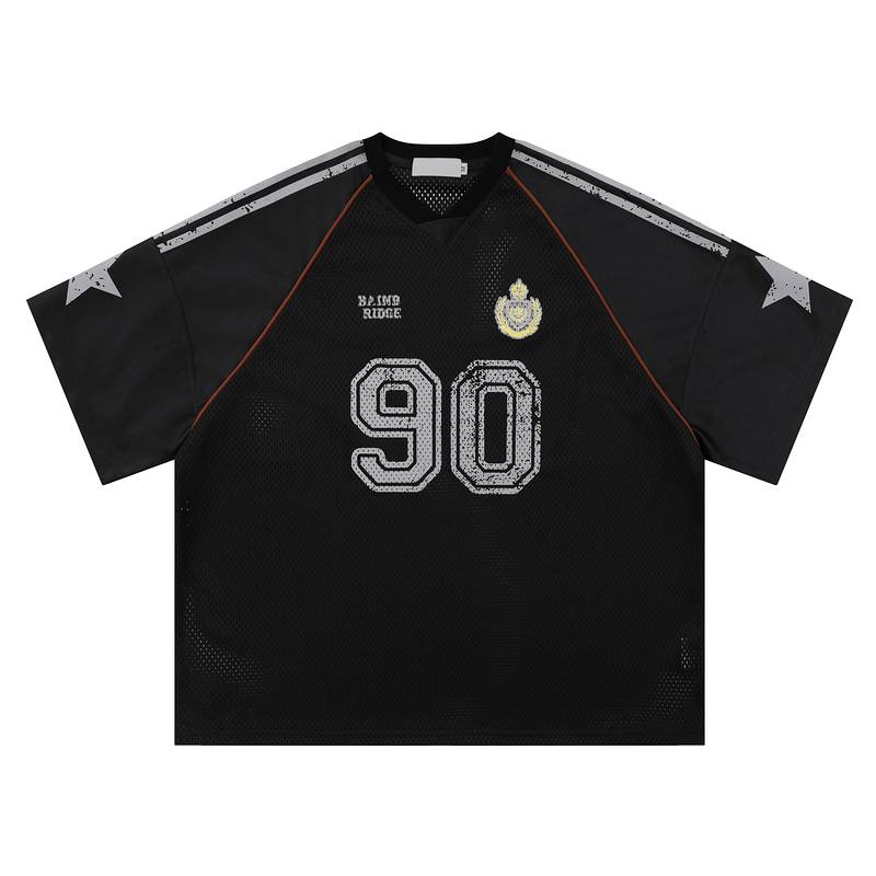 American street T -shirt men and women 2024 summer rugby jersey short -sleeved oversize loose casual top