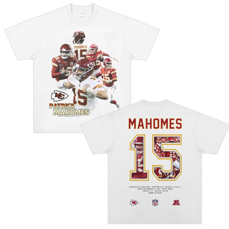 NFL rugby Marhoms Patrick Mahomes American retro street heavy water washing long short sleeves