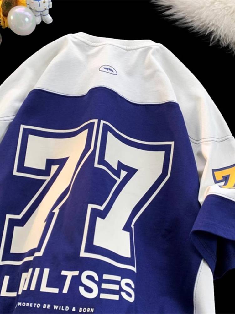 Extra 300 pounds of ice hockey short -sleeved sports contrast stitching casual rugby uniform basketball jersey T -shirt men's and women's clothing