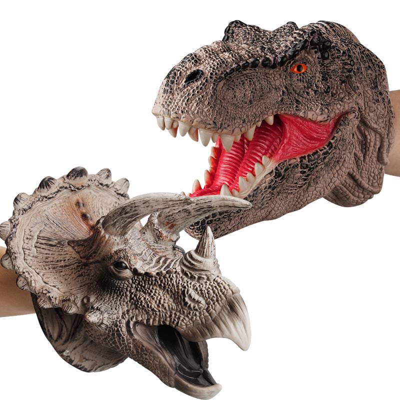 Dinosaur puppet gloves soft glue Triangle Dragon Children's simulation animal model shark shark arm head boy toys