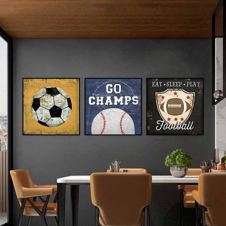 Basketball football boy children's room bedroom bedside decoration American baseball rugby living room restaurant hanging painting