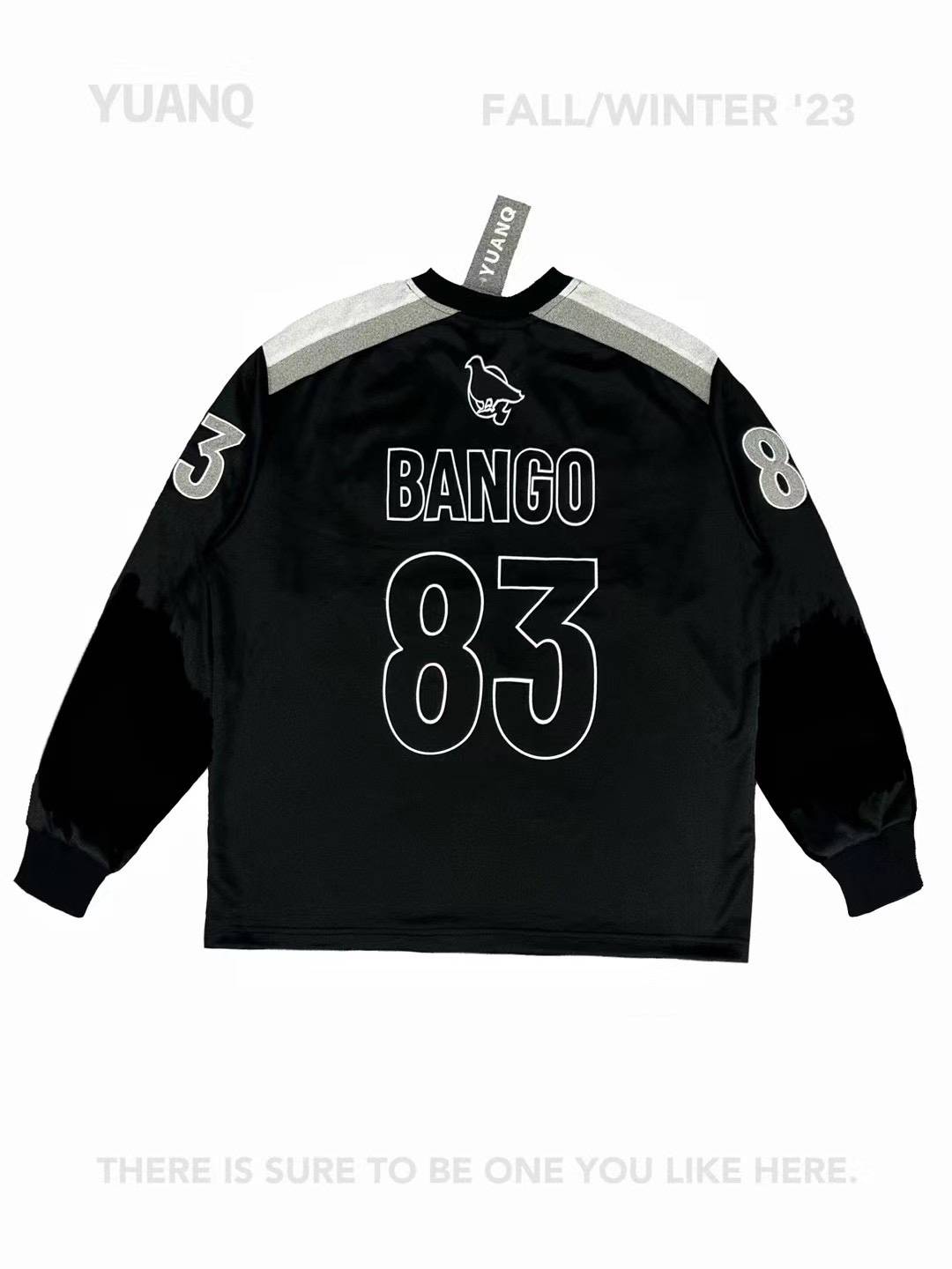 Yuanq23aw panda American ice hockey clothing long sleeve loose retro original rugby couple Guo tide top