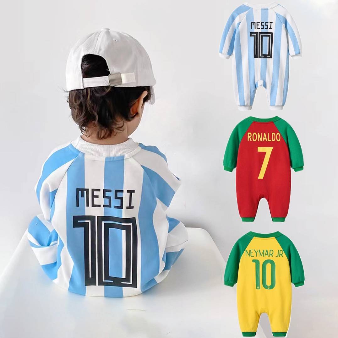 Baby football uniform autumn long -sleeved Argentine superstructure pure cotton baby jersey