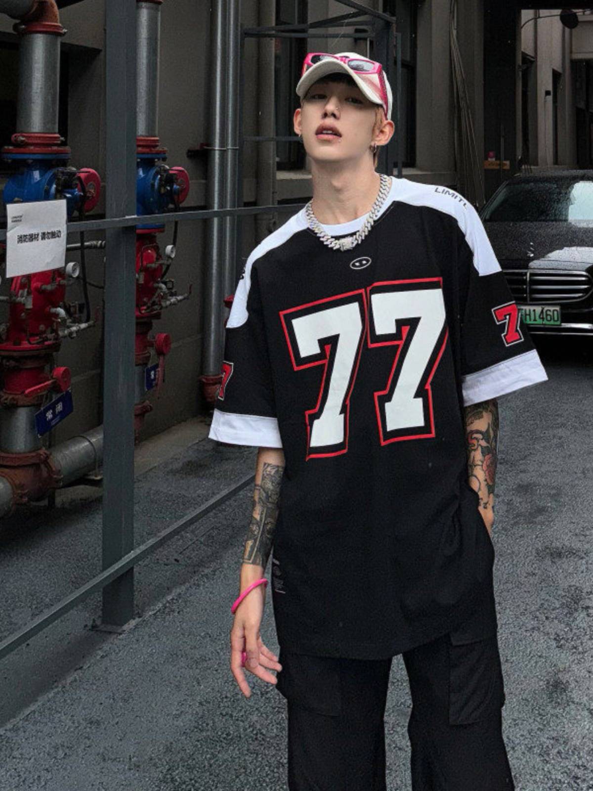 European and American style ice hockey short -sleeved T -shirt men's beautiful hip -hop rugby uniform five -point sleeve sports casual basketball clothes