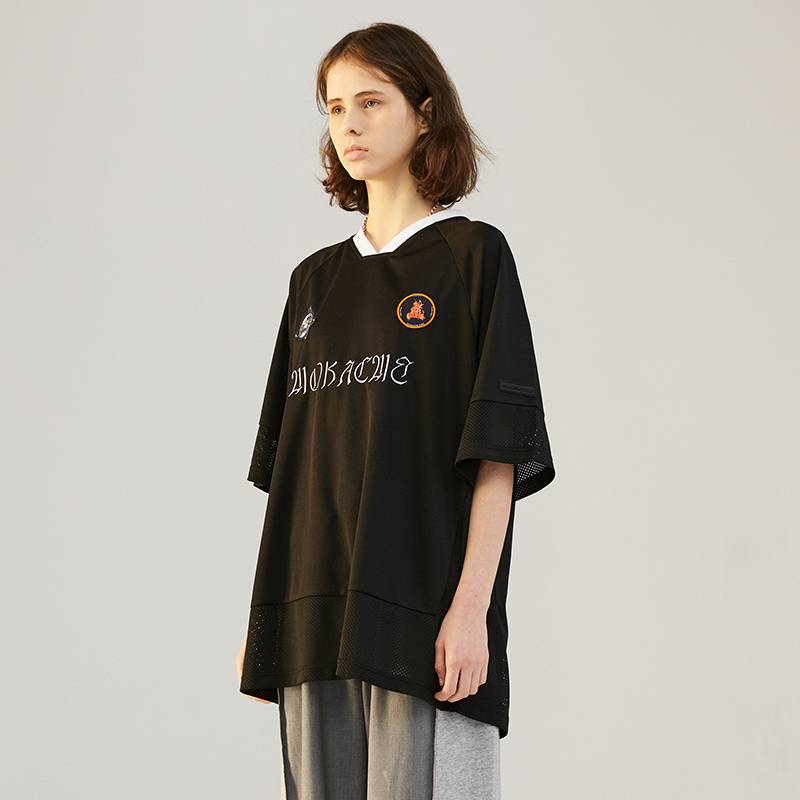 MOKACME VIBE 21SS new product oversize rugby uniform retro sports pit pattern speed dry V -neck short sleeve