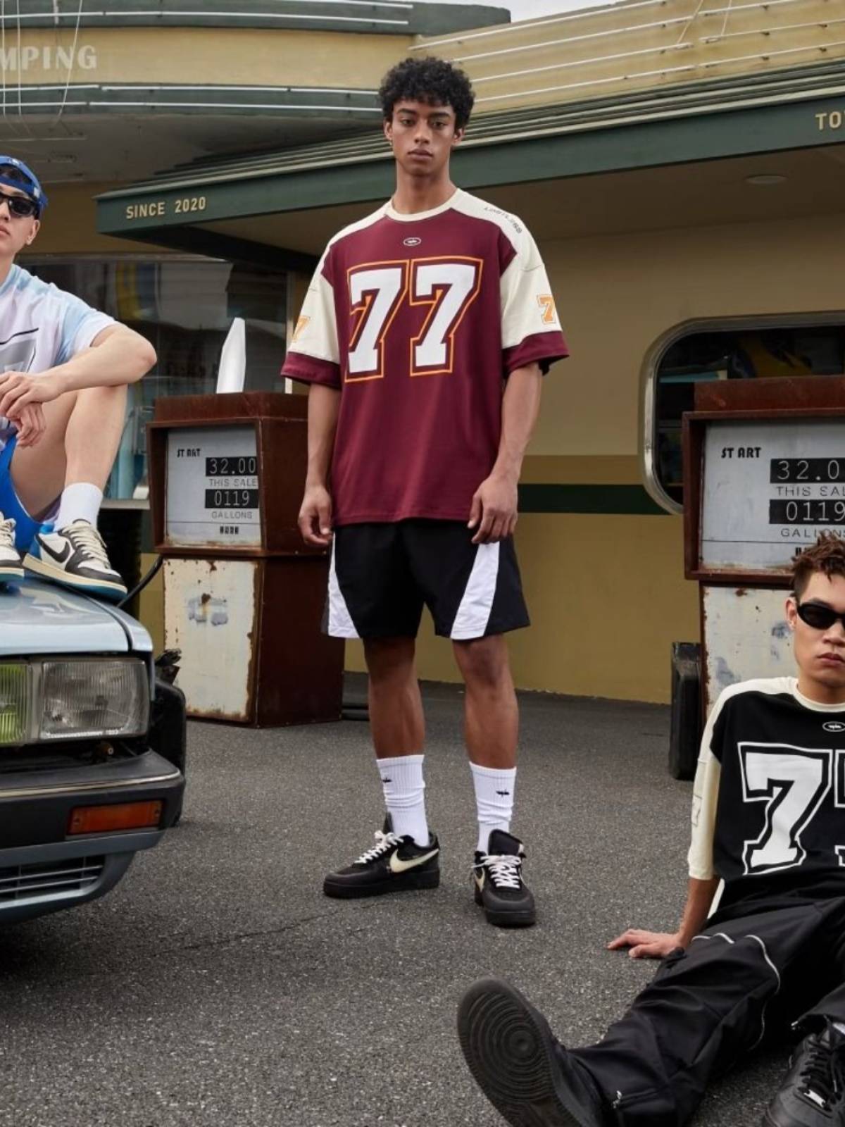 Extra 300 pounds of American high -street rugby short -sleeved T -shirt men's and women's clothing summer retro loose heavy clothes
