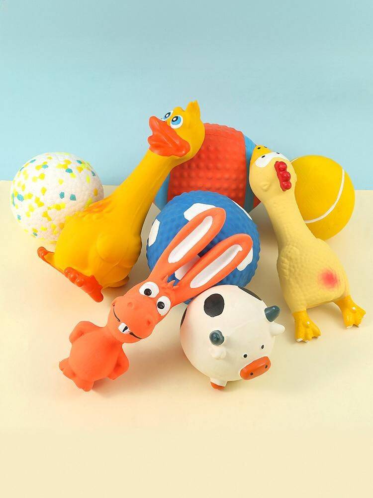Dog latex toys grinding teeth, biting, bite, unlocking stuffy rugby football small dog Teddy training pet supplies