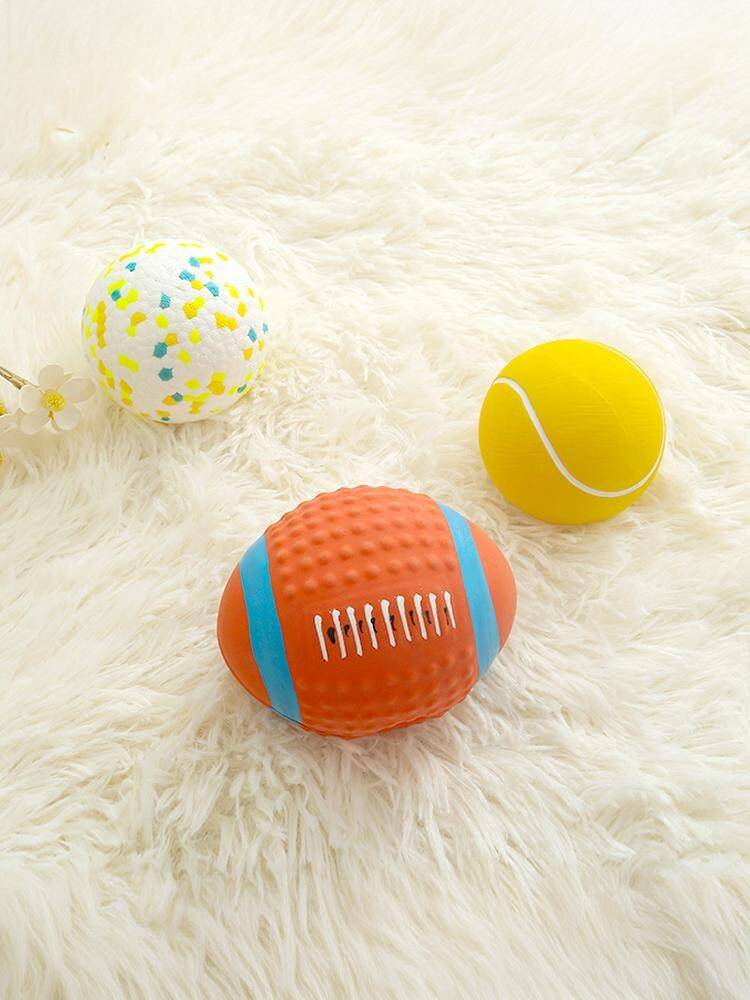 Dog latex toys grinding teeth, biting, bite, unlocking stuffy rugby football small dog Teddy training pet supplies