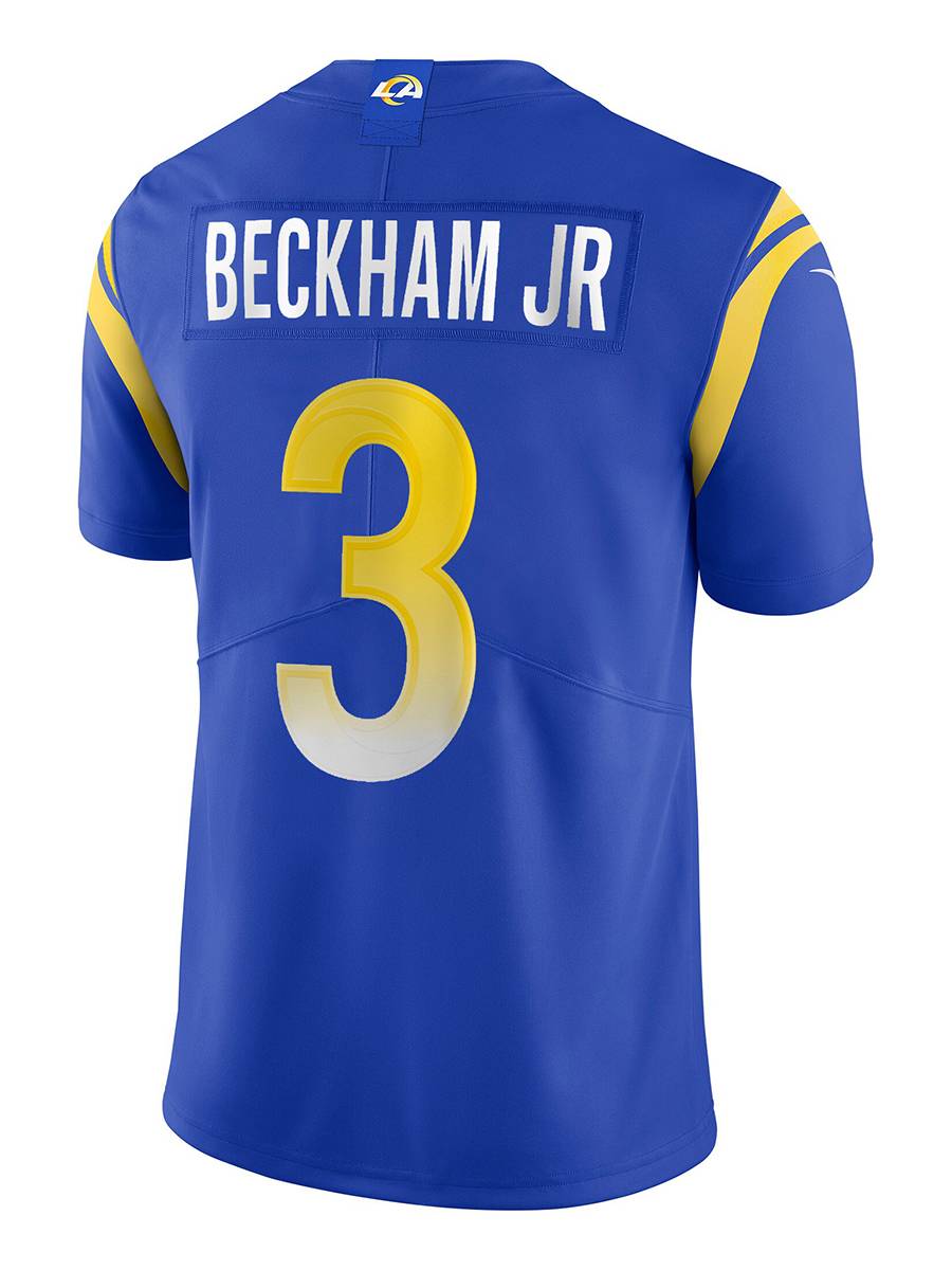 NFL Los Angeles Ram team RAMS 3# Odell Beckham JR Embroidered Rugby Bar Obj