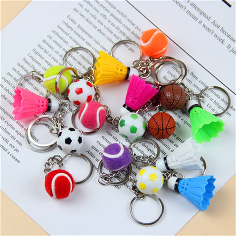 Creative new push PVC simulation football basketball badminton festival gift golf pendant key chain