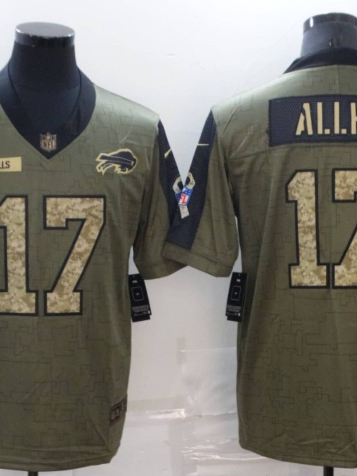 NFL rugby clothing Buffalbier No. 17 AlLENT second -generation short -sleeved T -shirt camouflage embroidery jersey