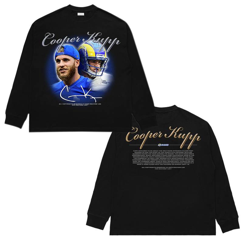 DPS Karp short -sleeved loose hip -hop retro round collar American rugby T -shirt pure cotton heavy nfl ram half -sleeved