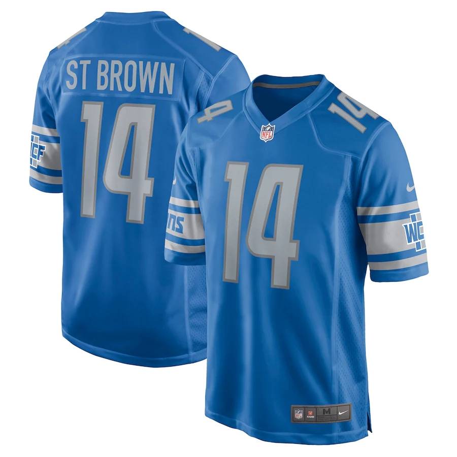 NFL Detroit Lion Detroit Lions Rugby Unit 14 AMON-RA ST. Brown Jersey