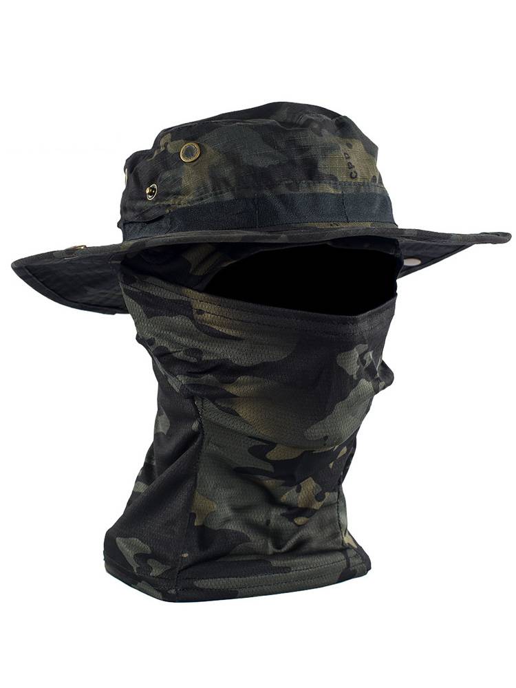 Mege camouflage tactical hat mask head cover Benny hat CS military mini -outdoor mountain hat ventilation male wide brim hat
