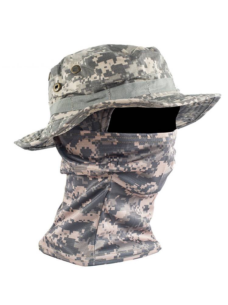 Mege camouflage tactical hat mask head cover Benny hat CS military mini -outdoor mountain hat ventilation male wide brim hat