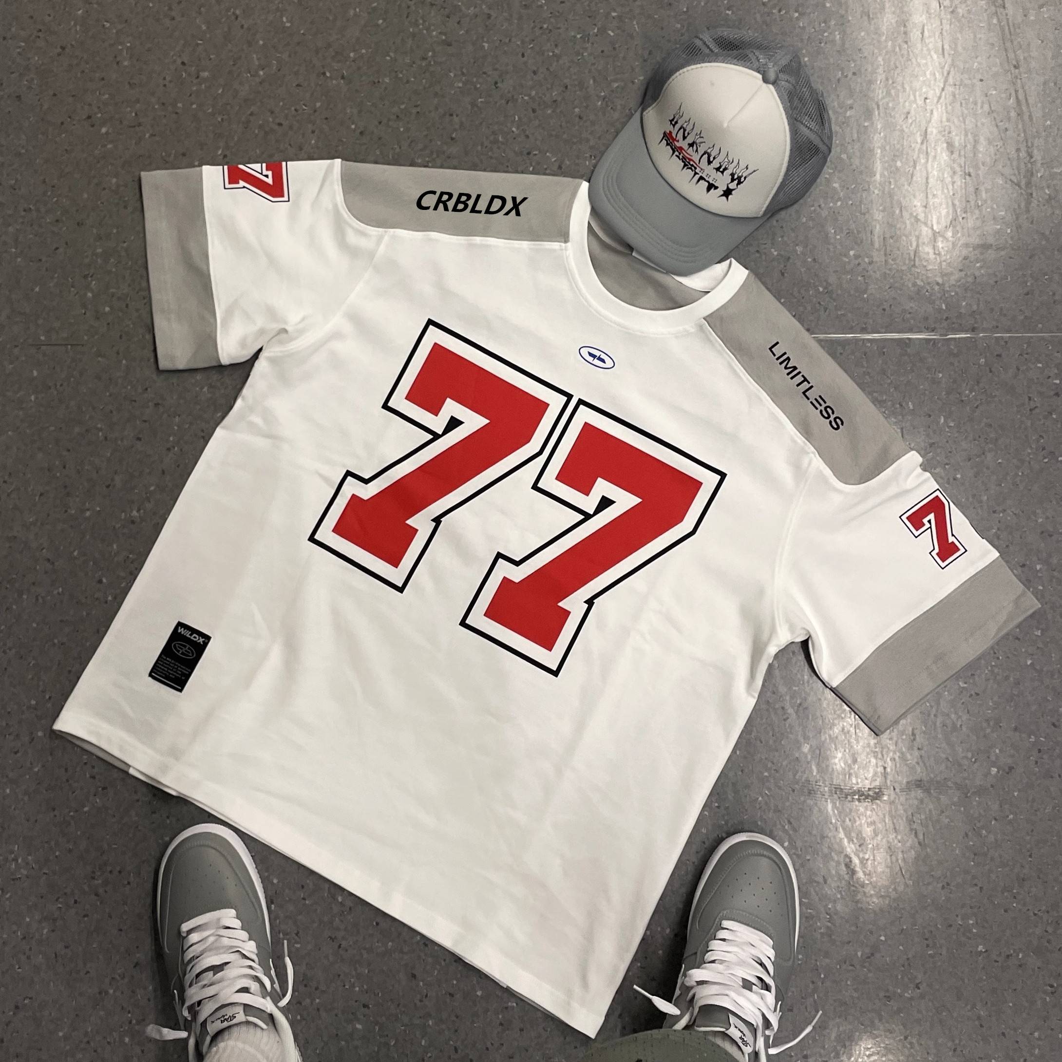 77 Ice Hockey Short Sleeve American Retro Sports Stitching Leisure Rugby Uniform Basketball Hip -Hop Jersey T -shirt Men and Women's Tide