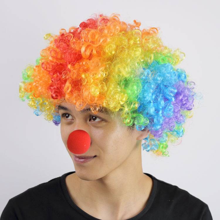 Colorful color explosion head wig red nose clown sponge adult Liuyi children's items