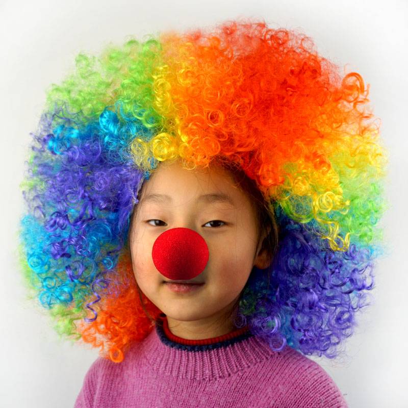 Colorful color explosion head wig red nose clown sponge adult Liuyi children's items