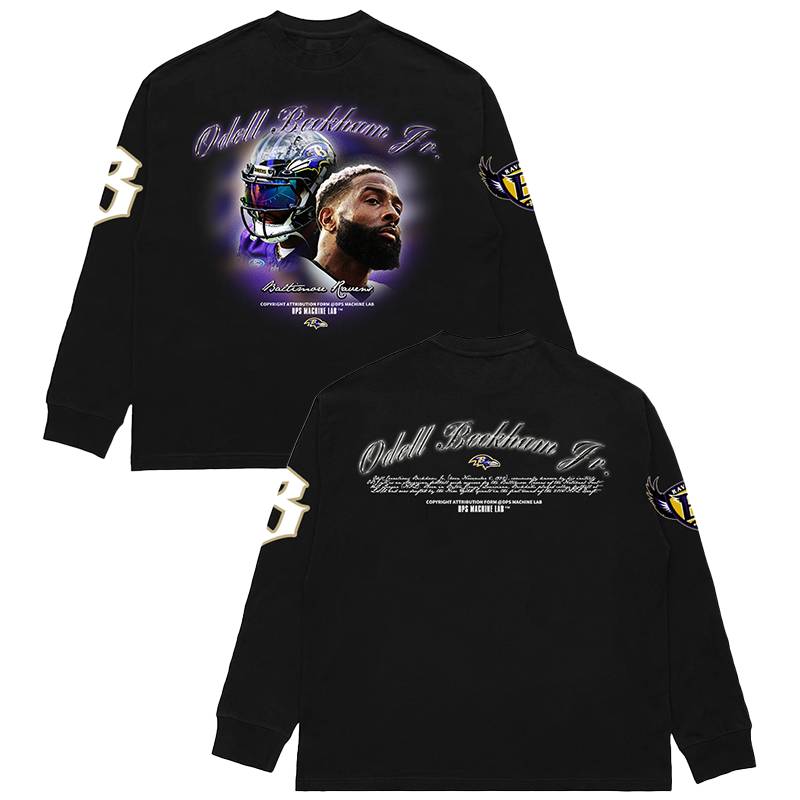 DPS "External Handheld Collection" American Rugby Retro Meta Like Printing Long -sleeved T -shirt OBJ Heavy Collar