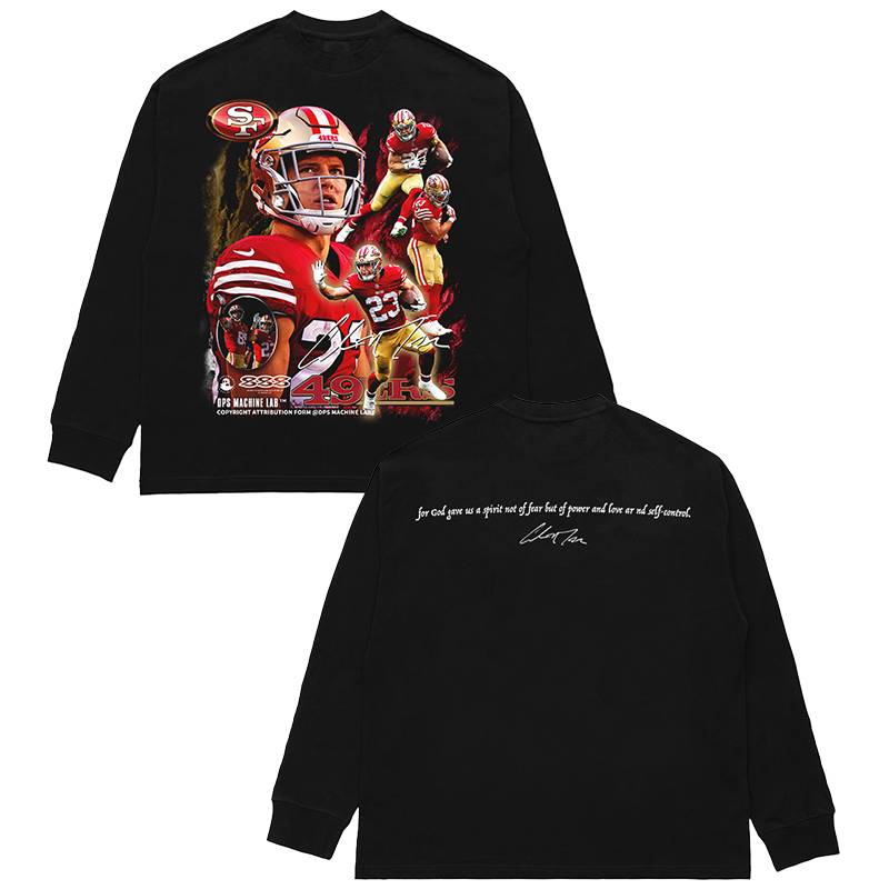 DPS "Christian McCaffrey" McCaffry American Rugby Retro Print Short -sleeved T -shirt