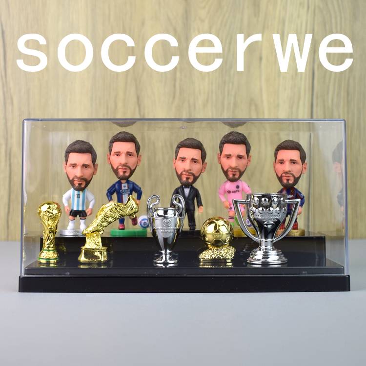 5 Messi+5 trophy+display boxes