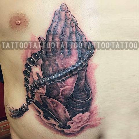 Line bergamot waterproof tattoo sticker prayer hand pattern bergamot Men and women simulation sticker chest big arms and small arms