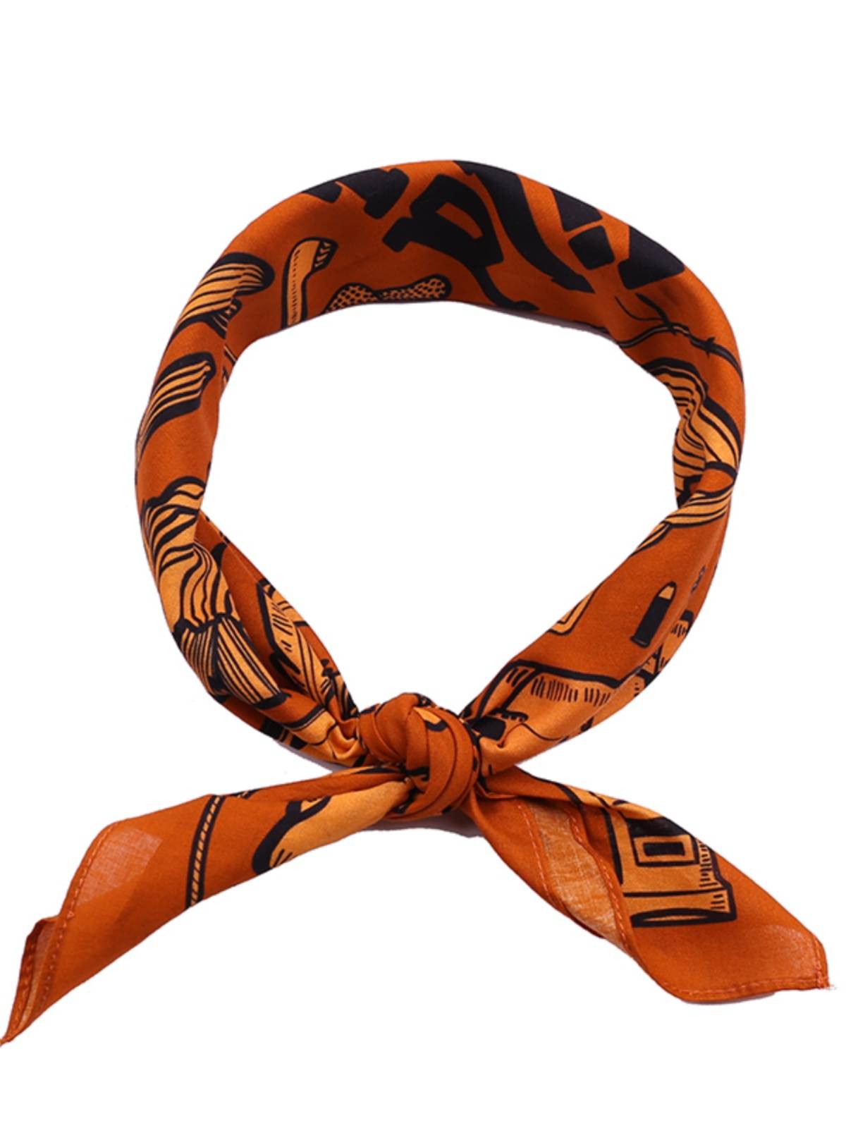 Western U.S. denim cotton cotton square scarf retro orange Amea Khaka scarf head scarf hip -hop street dance bandana
