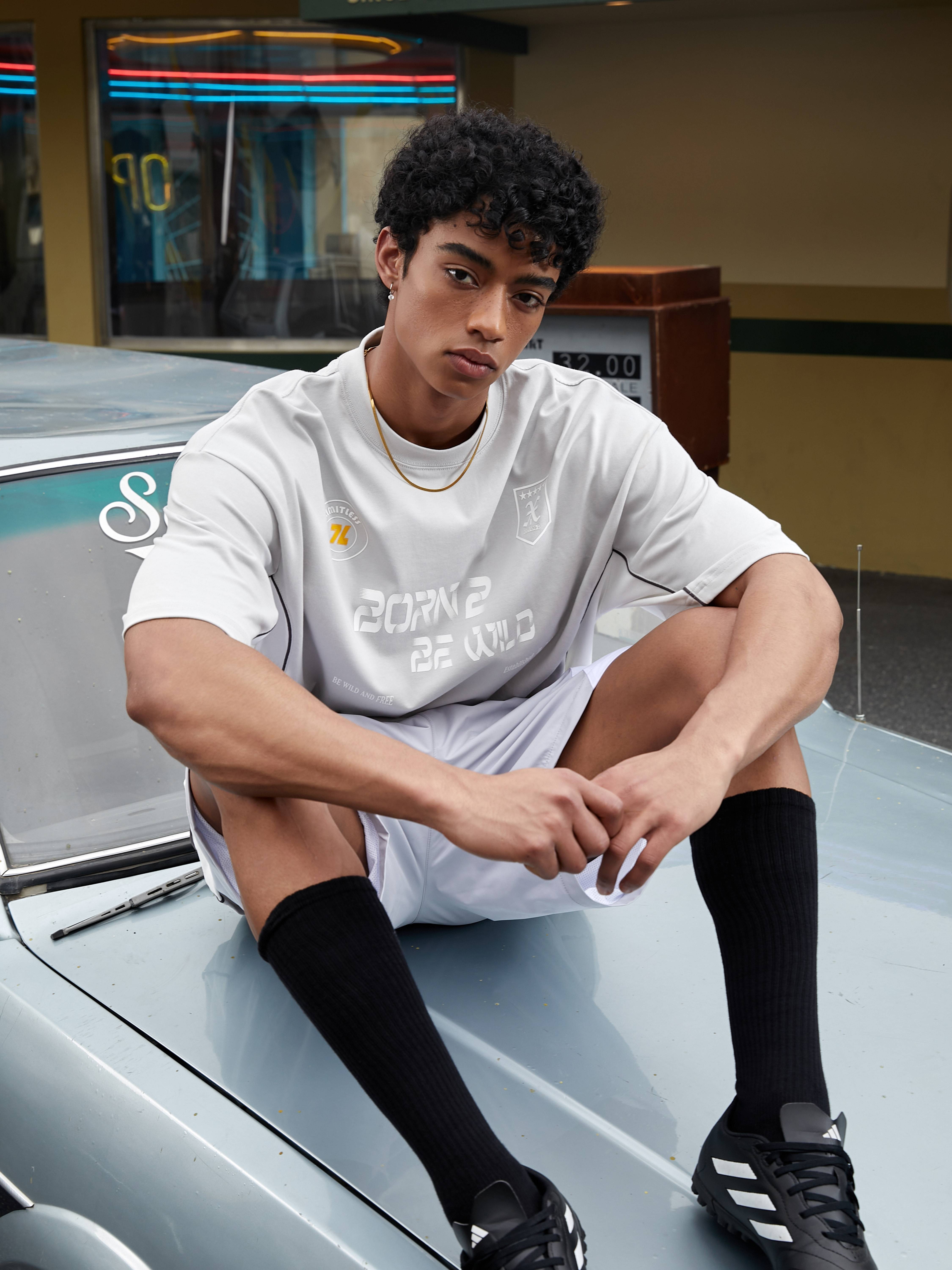 Wildx "Racing Club" football uniform T -shirt national tide pure cotton American retro olive couple short sleeves