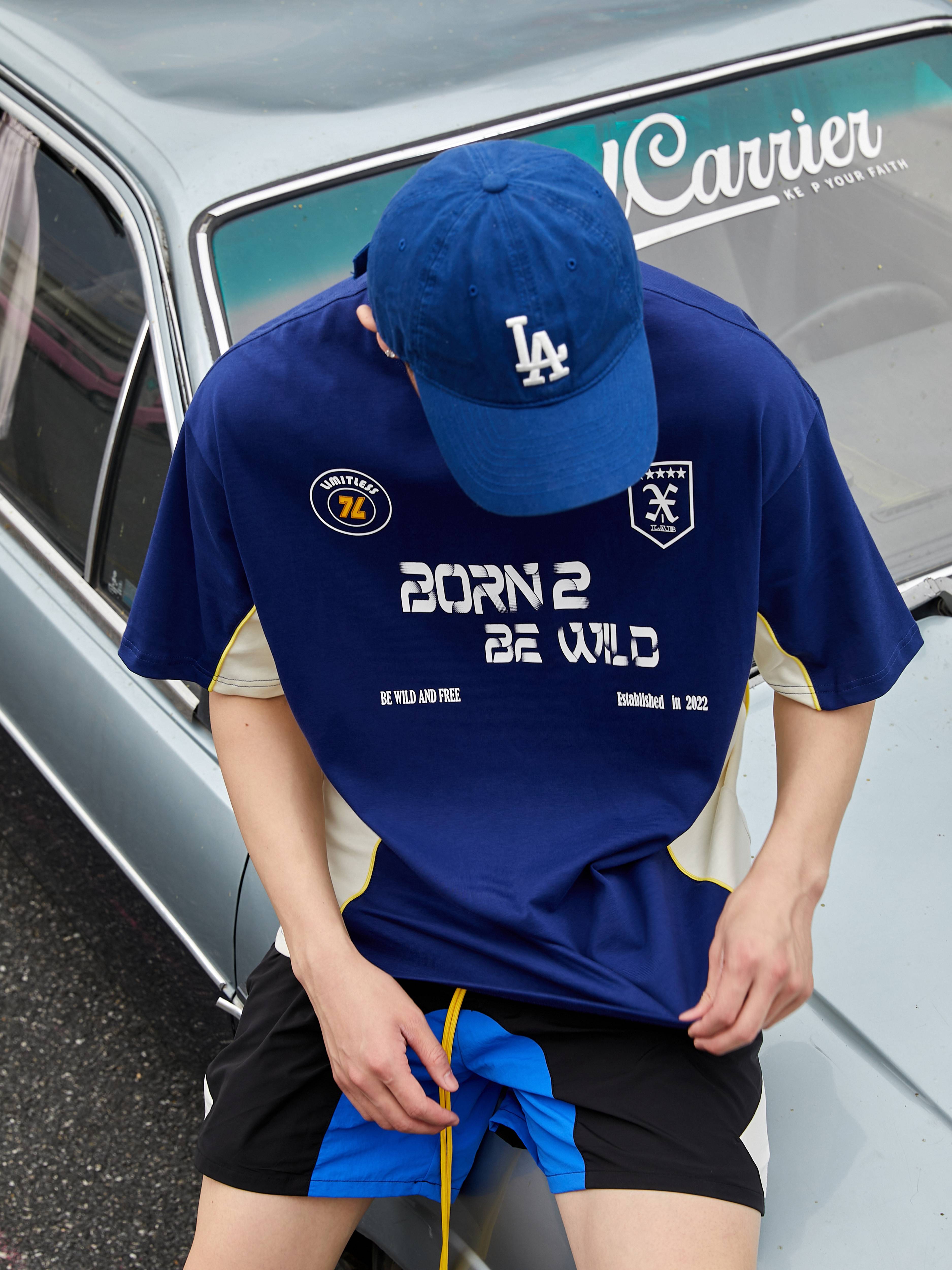 Wildx "Racing Club" football uniform T -shirt national tide pure cotton American retro olive couple short sleeves