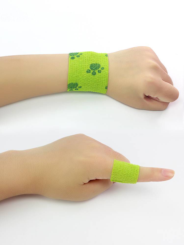 Scrambling self-tasting pet elastic with a bandaged basketball volleyball protection to his ankle elbow