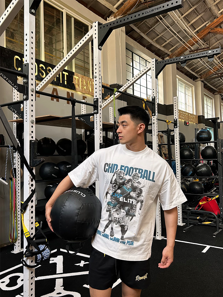 CHDS American casual short -sleeved summer sports wind printed heavy T -shirt retro direct -injection loose half -sleeved football