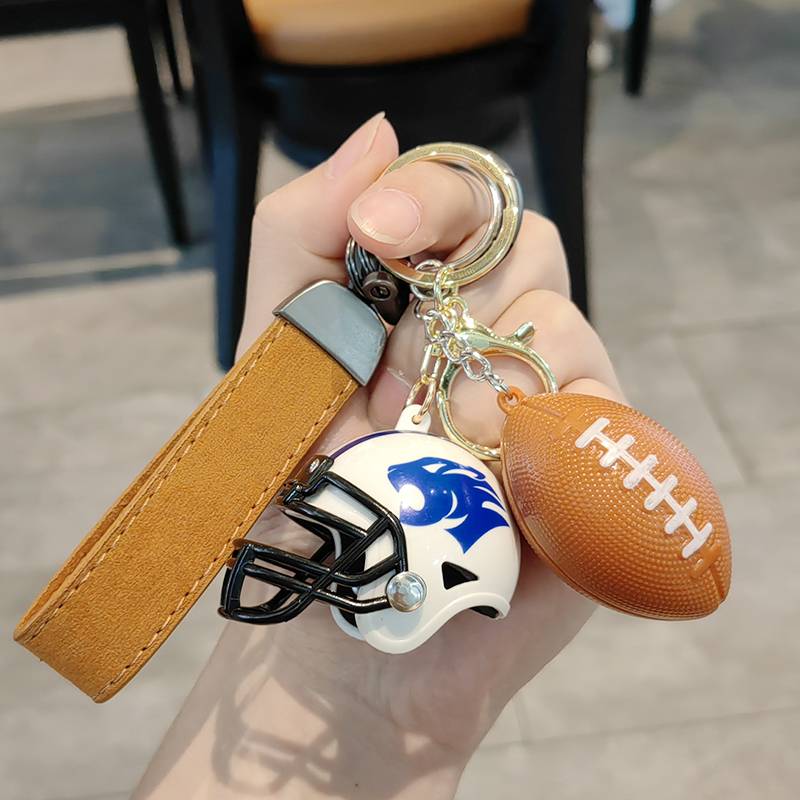 Brown football+white helmet+brown leather buckle