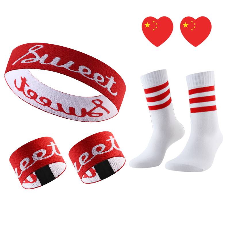 Sweet-Red Head Scarf 1+ Wiring 2+ Red Border Socks