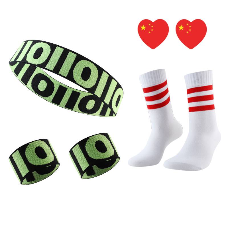 LOL black headscarf 1+ wrist care 2+ red border socks