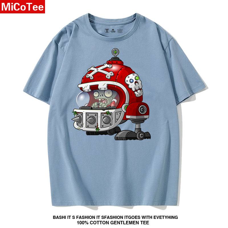Plants vs. zombie T -shirt children in summer short -sleeved men's doors and windows zombie rugby zombie half -sleeved boys clothes