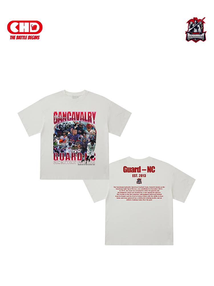 CHDX Nanchang Gun cavalry joint American heavy short -sleeved T -shirt in summer new cotton round neck top men and women