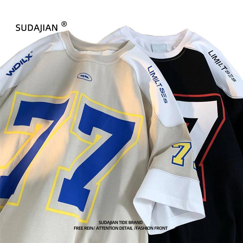 Summer thin American short -sleeved men's and women's sports stitching casual student rugby uniform basketball hip -hop jersey T -shirt