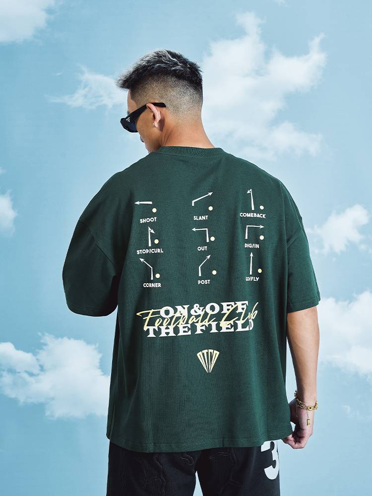 OOTC "Route" rugby uniform short -sleeved T -shirt men's beautiful street original loose before and after printed tide retro